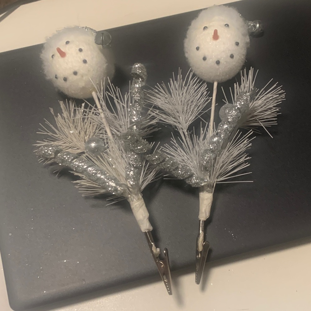 Festive Snowman Clips/picks..set of 2